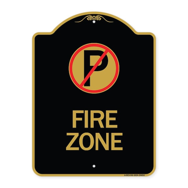 Signmission Designer Series Sign-No Parking, Black & Gold Aluminum Architectural Sign, 18" x 24", BG-1824-24653 A-DES-BG-1824-24653 - main